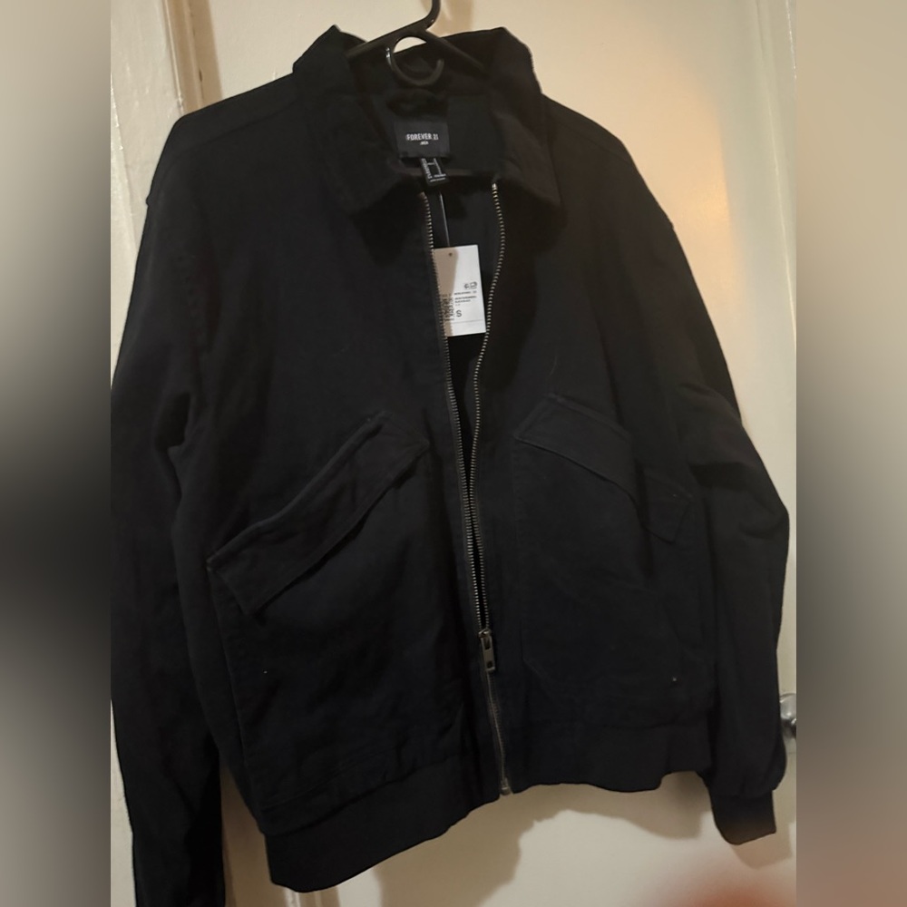 Black Bomber Jacket with large side pockets